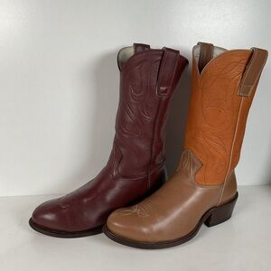Stewart Fine Handmade Cowboy Boots | Custom | Set of (2) | Deertan | Men’s 9.5